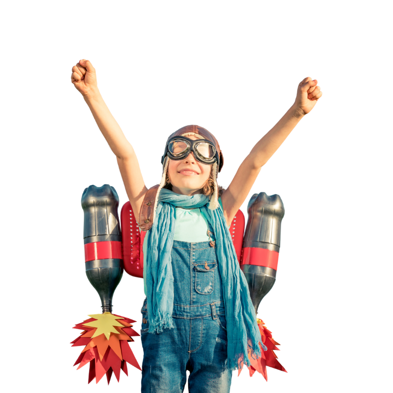 Child with jetpack ready to create